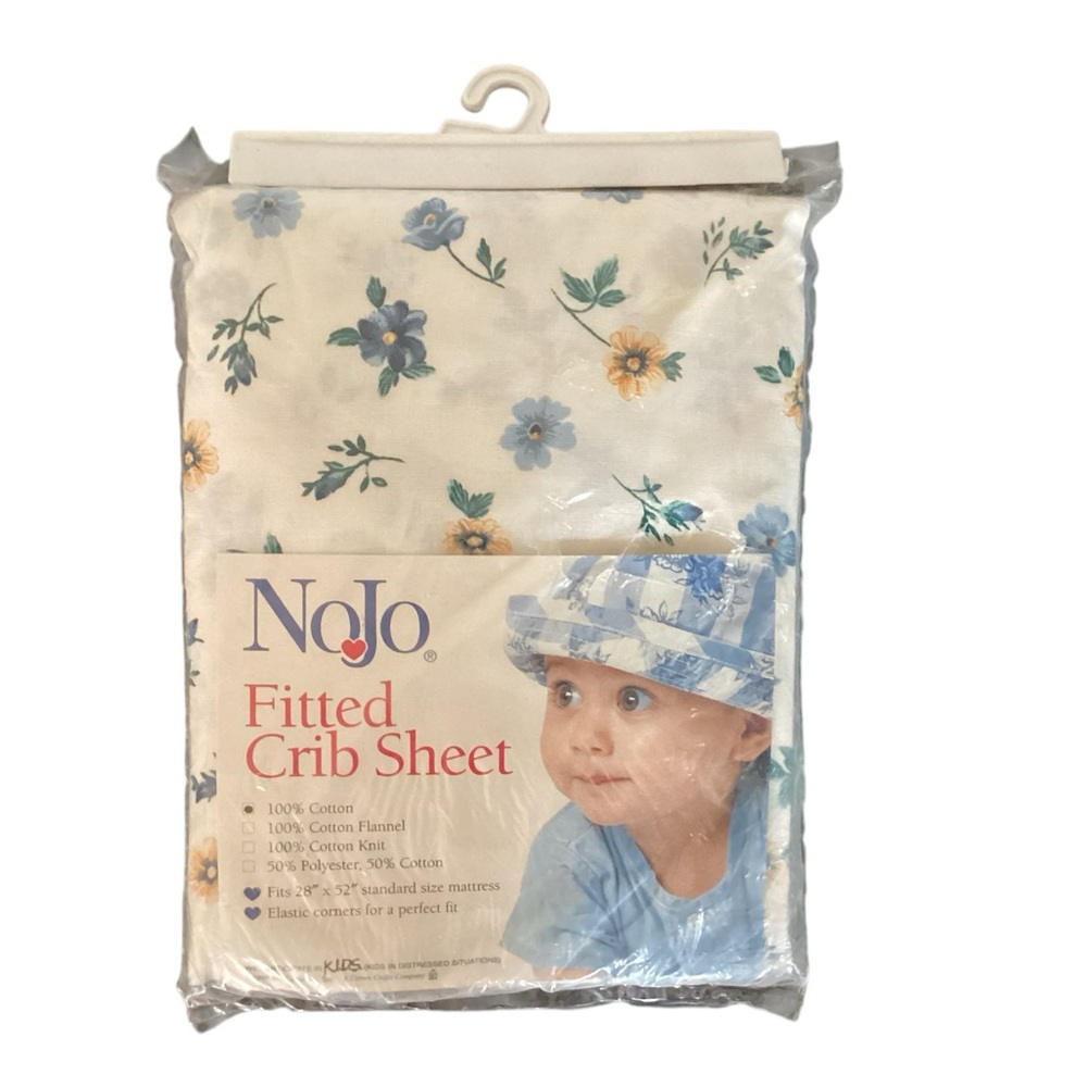 Nojo NWT Buttercup Cotton Crib Sheet Blue/yellow floral print